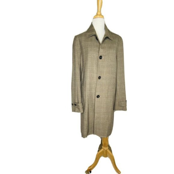 Banana Republic Plaid Car Coat Size Small Tan - Picture 2 of 10